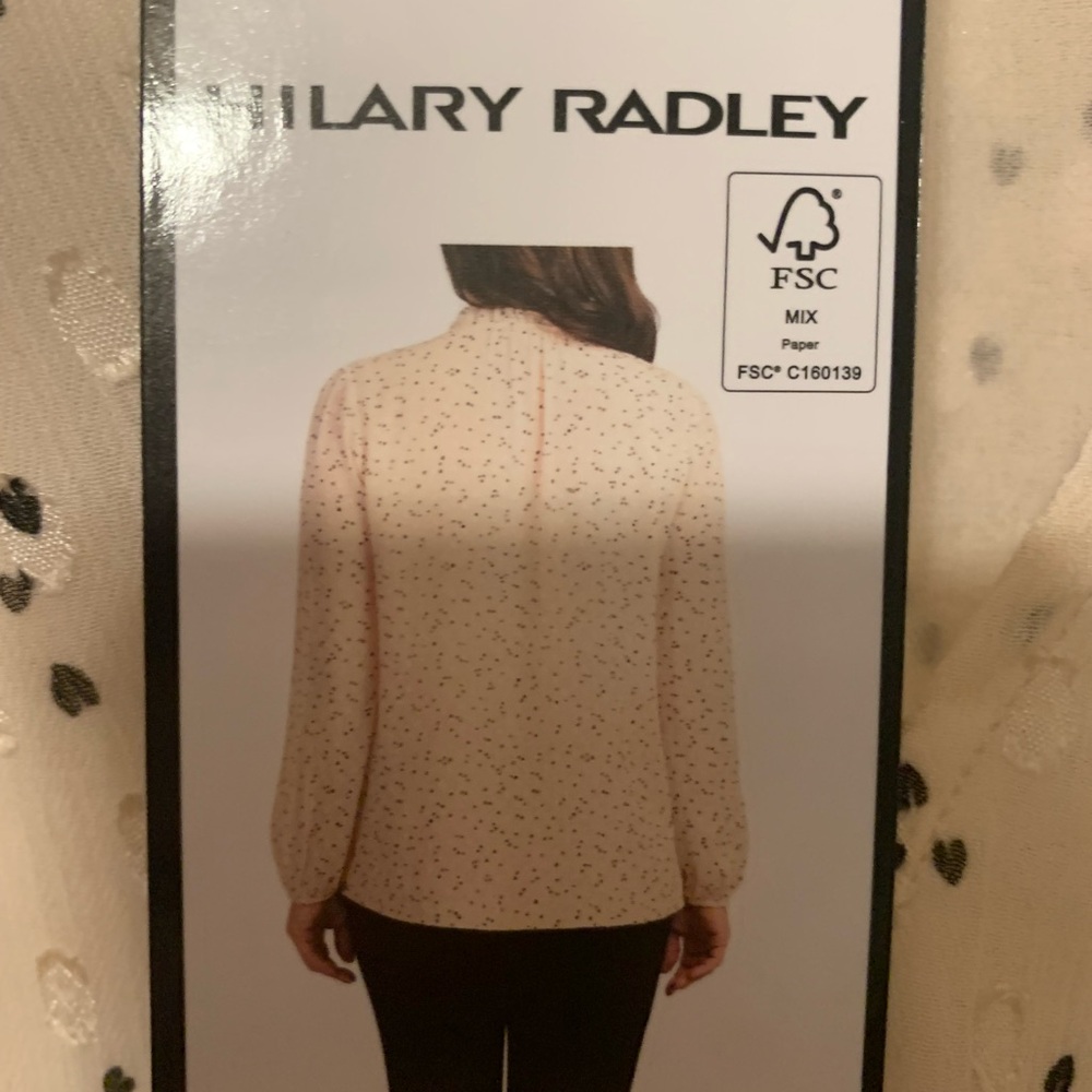 New Hilary Radley Cream Blouse with Black Dots and Long Sleeves. Size XL - Picture 2 of 9